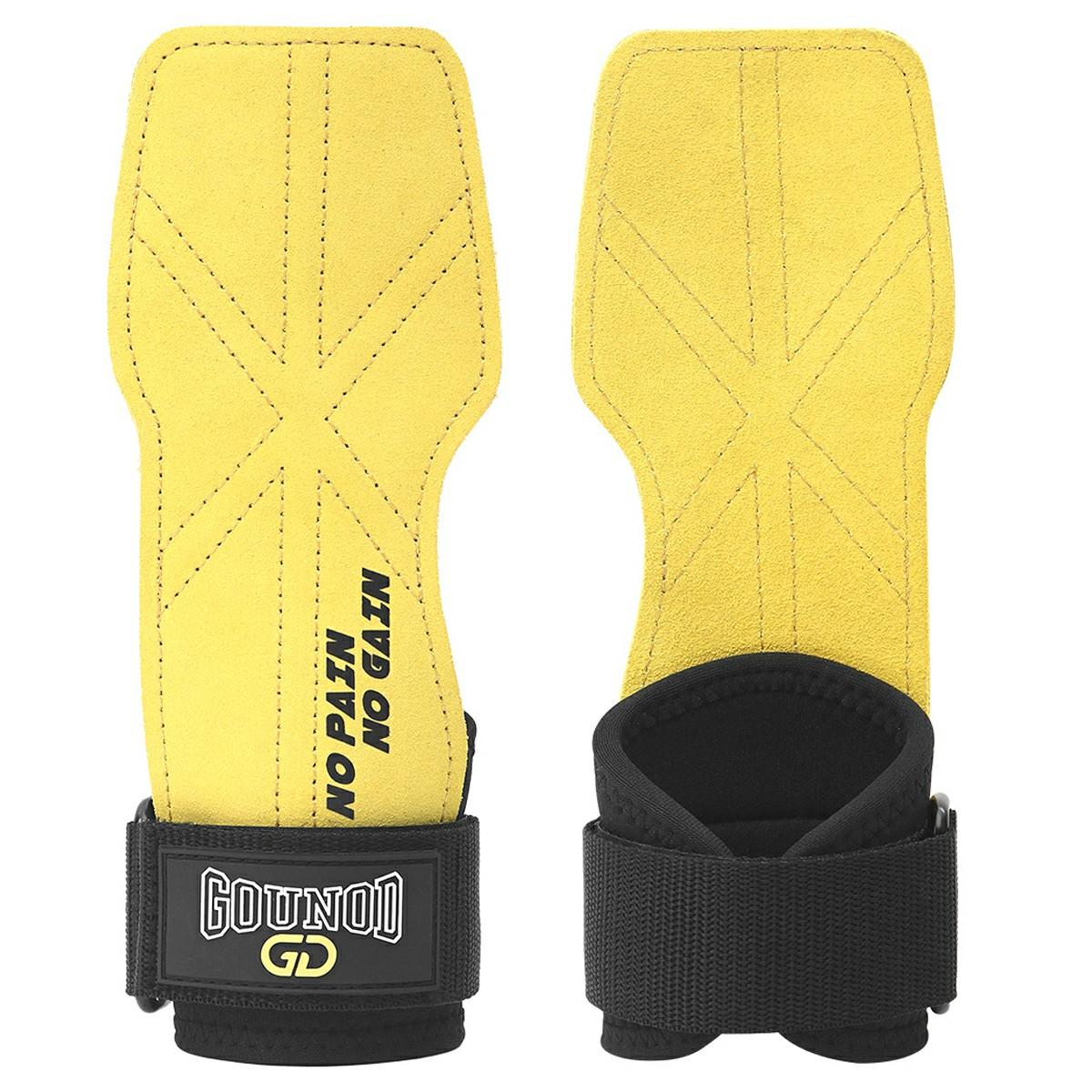 

GOUNOD 1 Pair Weightlifting Gloves Double Layer Cowhide Leather Palm Protector Anti Slip Wrist Support B