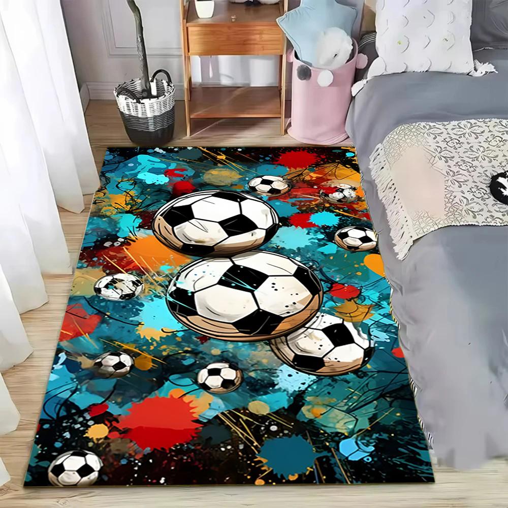3D Ball Soccer Theme Carpet Living Room Floor Mat Kids Play Area Rug Teen Room Decor Rug  Indoor Entrance Door Mat