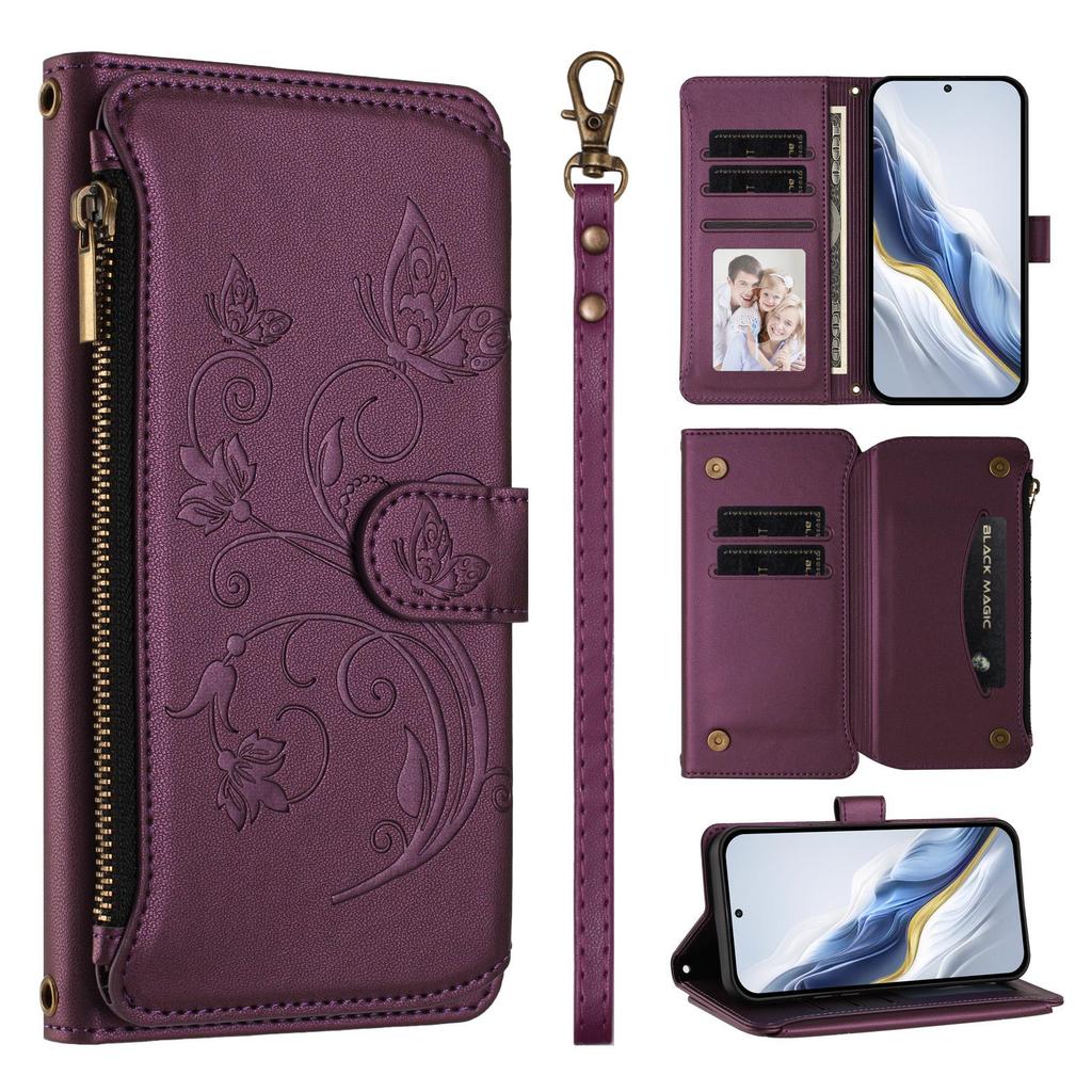 3D Butterfly Folwer Leather Phone Wallet Case Book Stand For iPhone 17 16 Pro Max Samsung S25 Xiaomi Redmi Honor Oppo Moto Google Card Slot Flip Cover