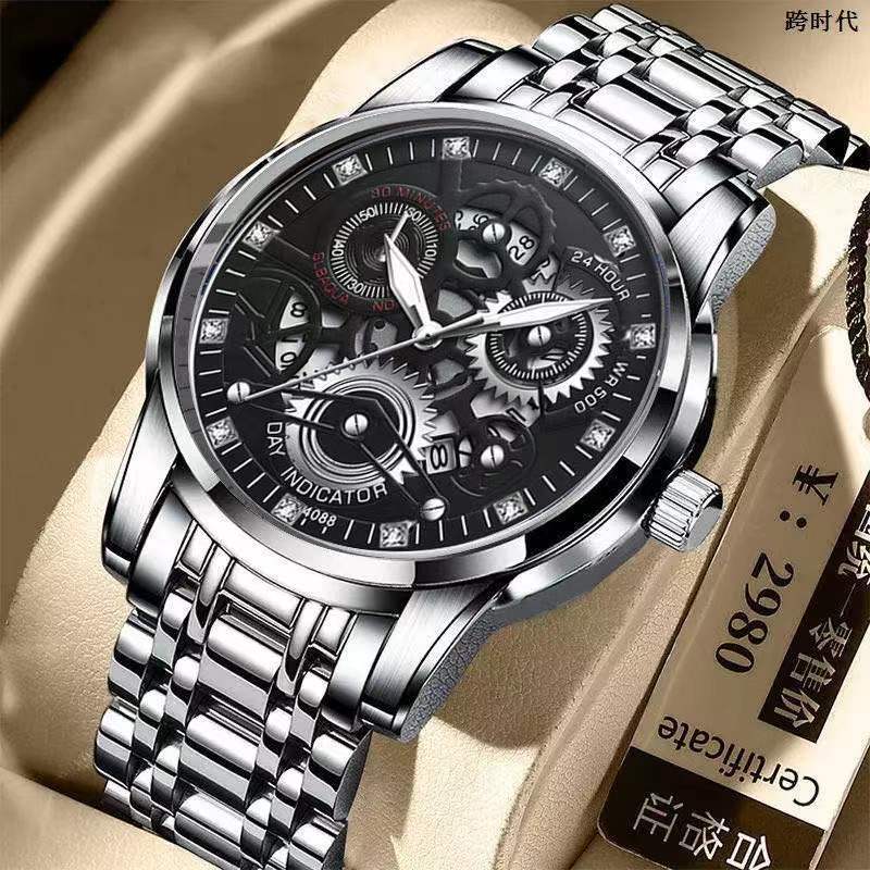 Macchina completamente automatica Marca Orologio da uomo Impermeabile Orologio da uomo Orologio al quarzo Orologio luminoso Orologio da uomo con diamanti vuoti