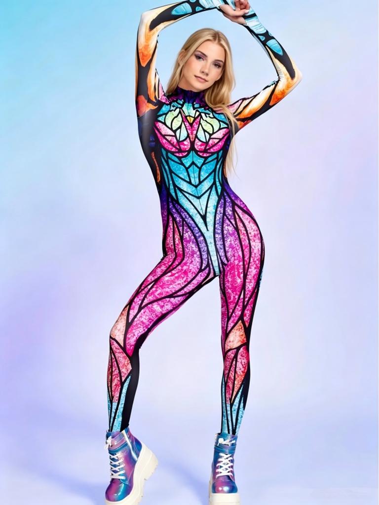 Women Men Agate Abstract Graffiti 3D Printed One-piece Jumpsuit Adults Halloween Cosplay Cosumes for Stage Performance Outfit