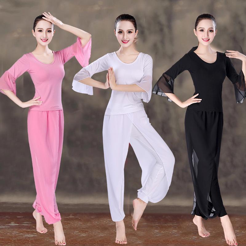 White Butterfly Dance Yoga Set: Gauze Sleeve Chiffon Costume for Women
