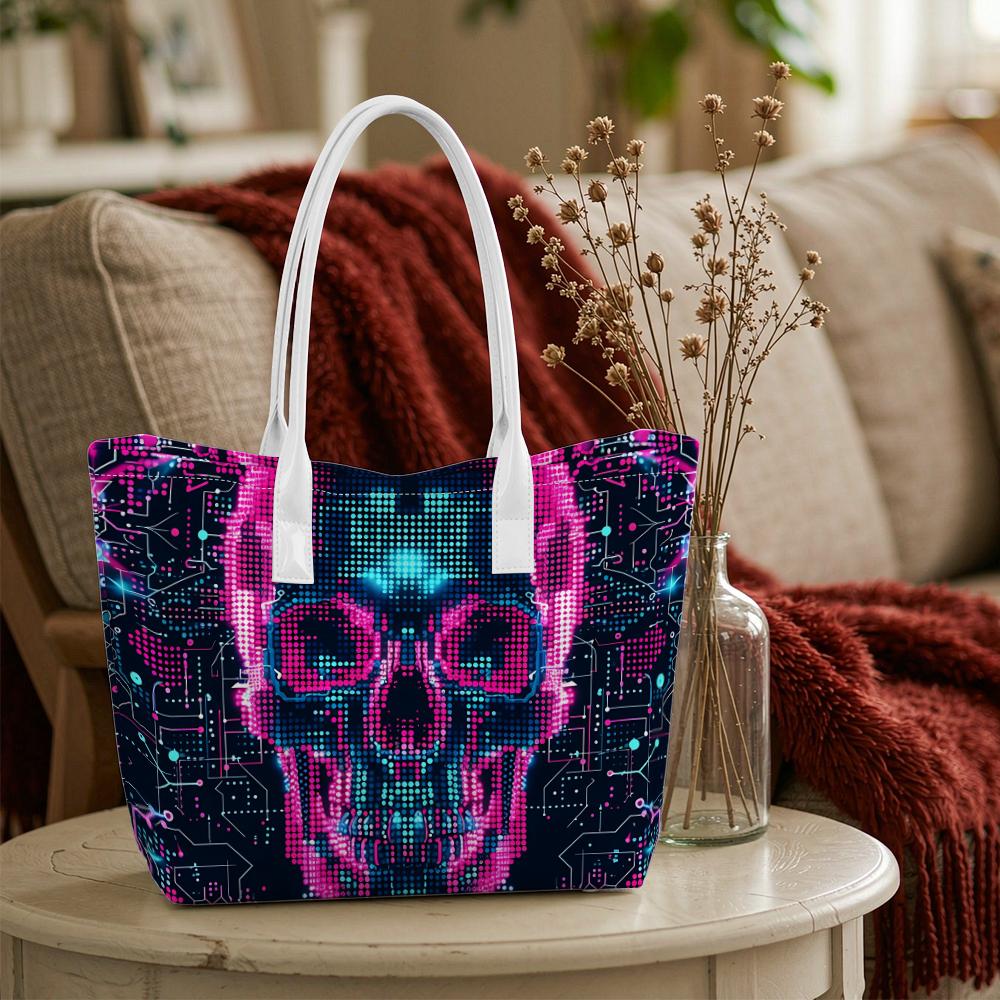 Cyberpunk Skull Shoulder Bag Cool Street Trendy Fashion Top Handle Daily Tote