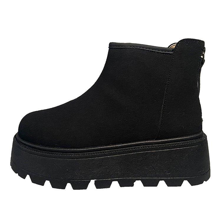 Höjande snökängor med tjock sula för kvinnor att bära utomhus, nya retro casual muffinsmjuka bomullskängor för vintern, sammetsvarma bomullsskor