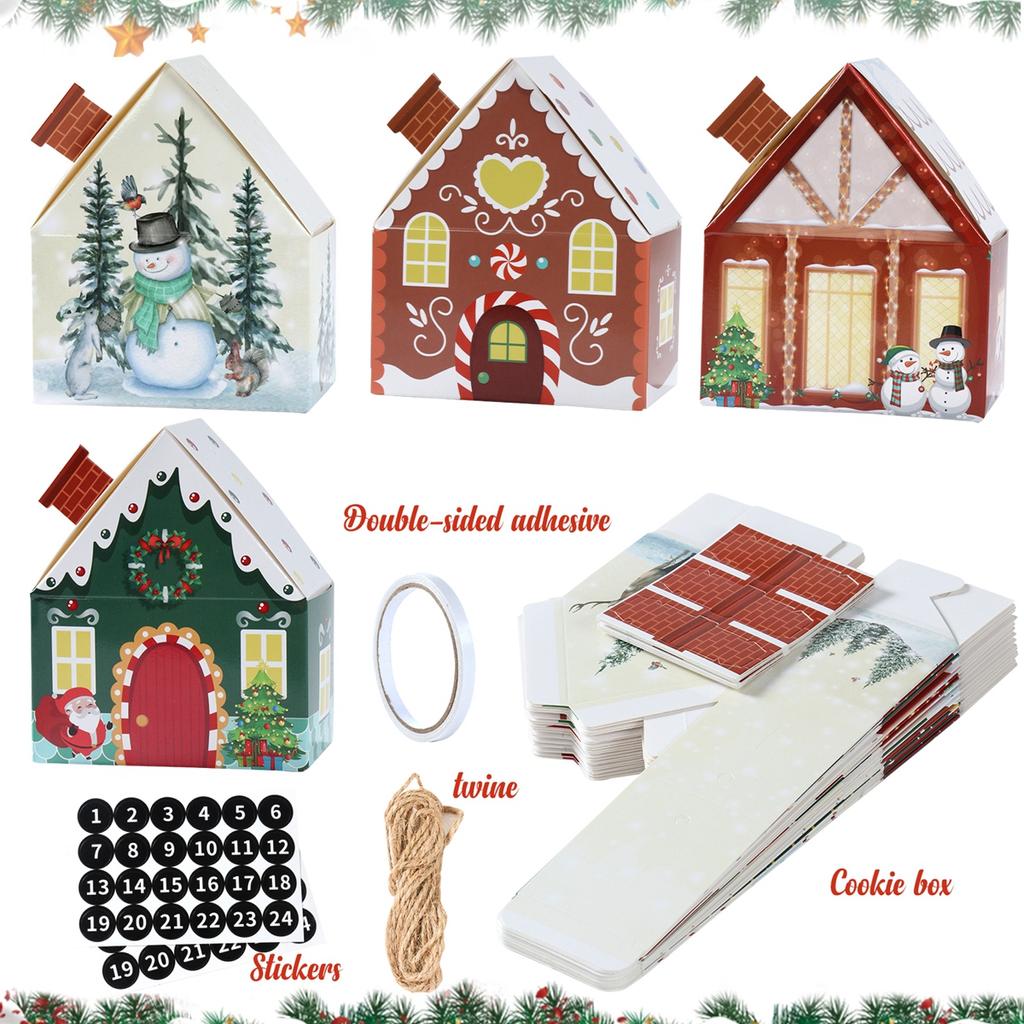 Christmas Gingerbread House Candy Box Merry Christmas Decoration For Home 2025 New Year Gift Cookie Packaging Box Xmas Ornament