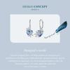 BAMOER 925 Sterling Silver Delicate Snowflake Ear Clips Blue Crystal Heart Ear Buckles for Women Birthday Gift Fine Jewelry