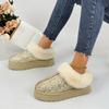 Autumn and winter new large-size women's thick-soled thickened plush snow boots sequined help European and American style shoes