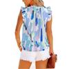 Women's sleeveless round neck colorful printed chiffon shirt