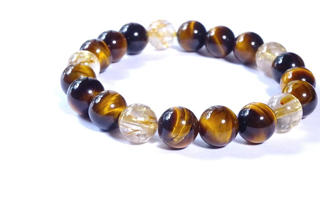 Kanoishi the ultimate Titanite on your Titanite Rutile Quartz Eye Bracelet for Men and Natural 10mm Medium 16cm [Wear wealth-bringing stone, Rutile,