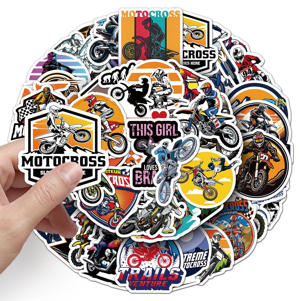 Waterproof Off-Road Motorcycle Racing Stickers: 50 Cool, Decorative Sheets for Suitcases