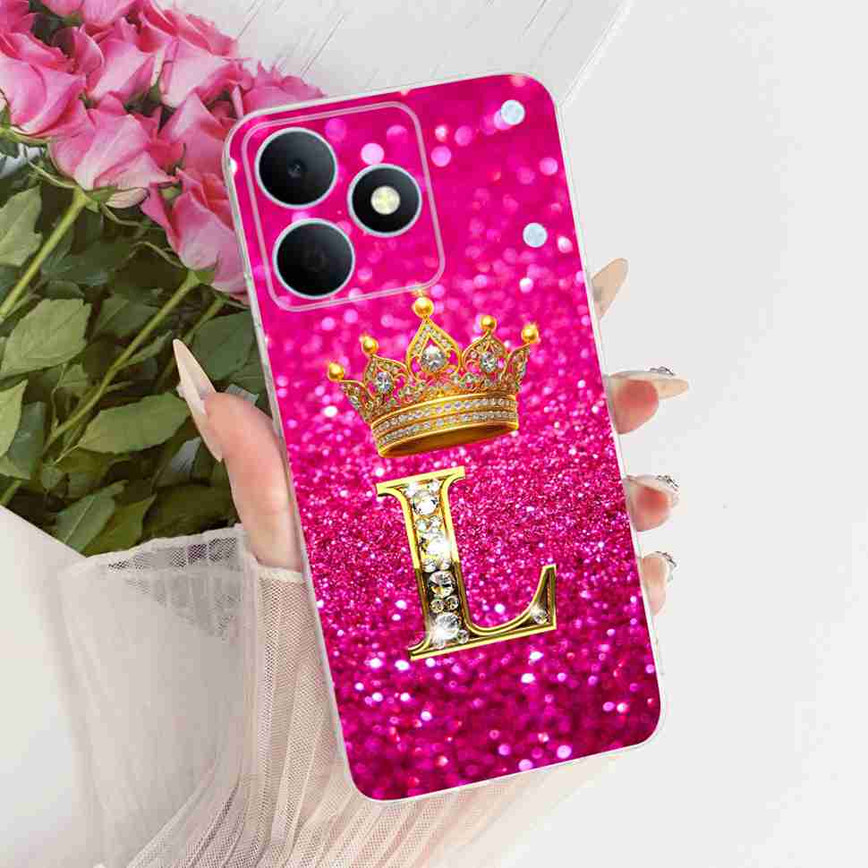 For Realme Note 80 4G RMX5388 Case New Letter Crown A-Z TPU Back Cover For Realme Note80 NOTE 80 4G Phone Protection Cases