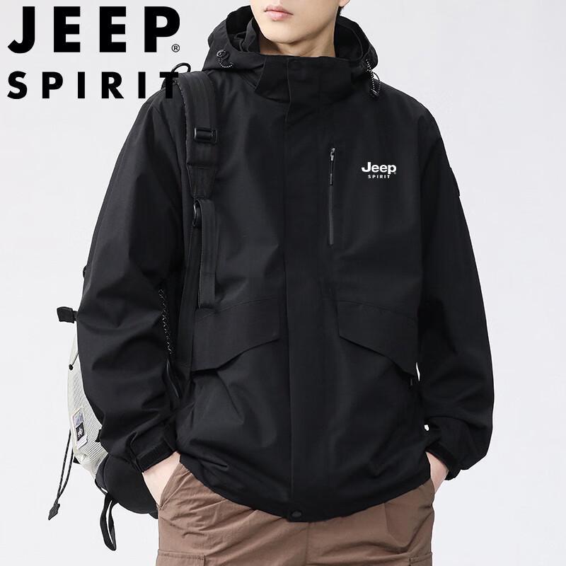 Мужская ветрозащитная дышащая куртка для активного отдыха JEEP SPIRIT L чёрный