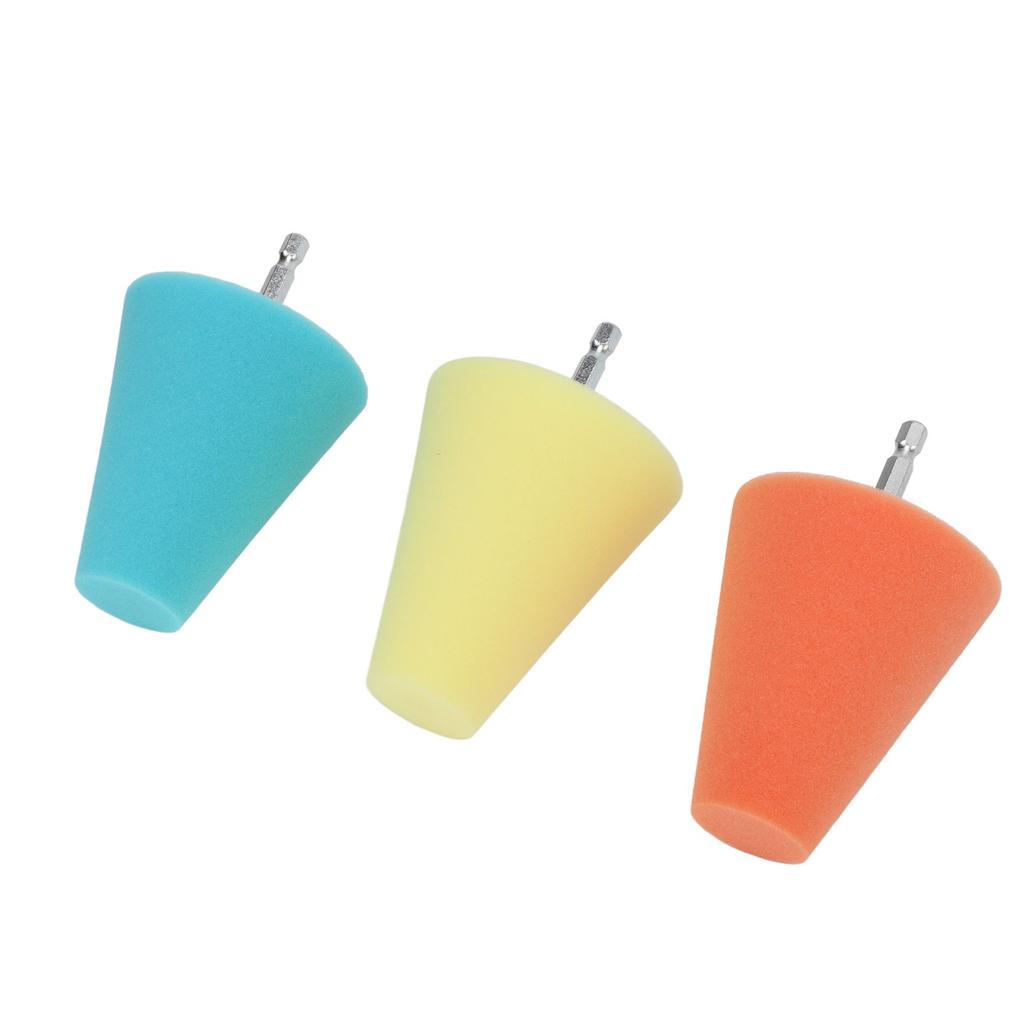 3PCS Hub Conical Polishing Sponge Buffing Foam Pad Wheel Care Tool for Cars Boats Motorcycles
