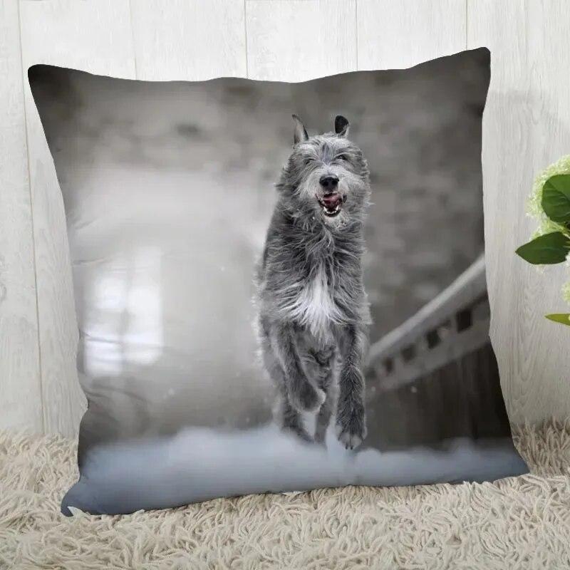 Irish Wolfhound Pillowcase Modern Home Bedroom Living Room Sofa Cushion Cover 45x45cm Peach Skin Pillowcase
