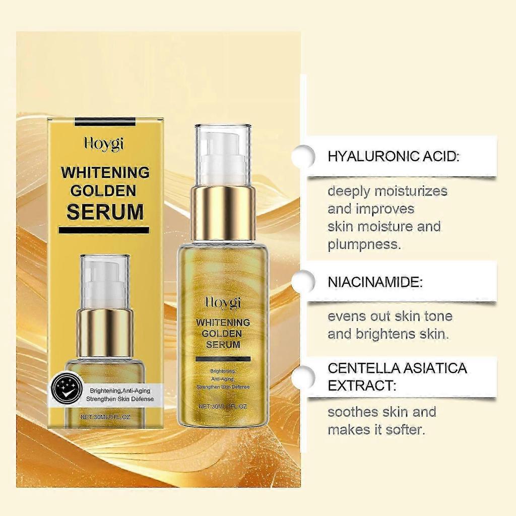 Whitening Golden Serum, Hyaluronic Acid Serum for Face, Brightening Facial Serum, Anti-Aging Anti-Wrinkle Brightening Facial Serum