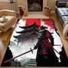 Samurai Warrior with Japanese Temple Scene Patterned carpet, non slip mat suitable for living room and bedroom sofas
