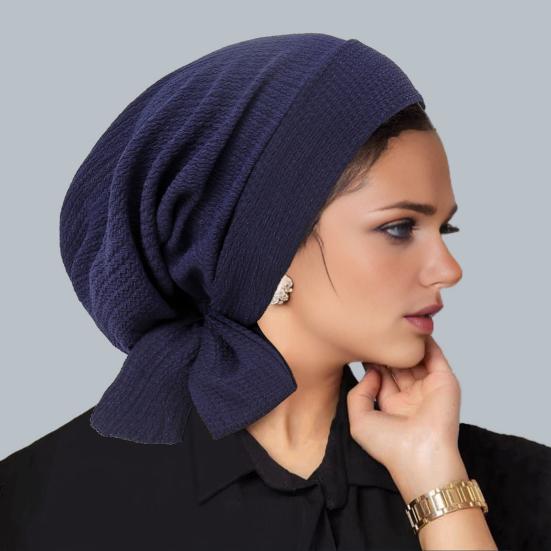 Turban Hat Lightweight Loose Fit Fully Cover Stretchy Knit Headscarf Pure Color