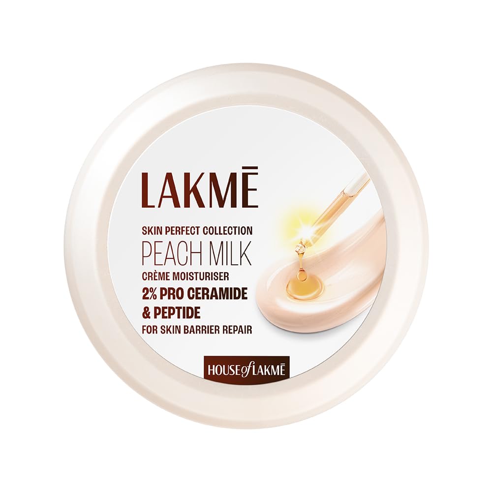 Lakmé Crema Hidratante Suave Peach Milk, Crema Facial Ligera Con Bloqueo de Humedad 24H, 50G
