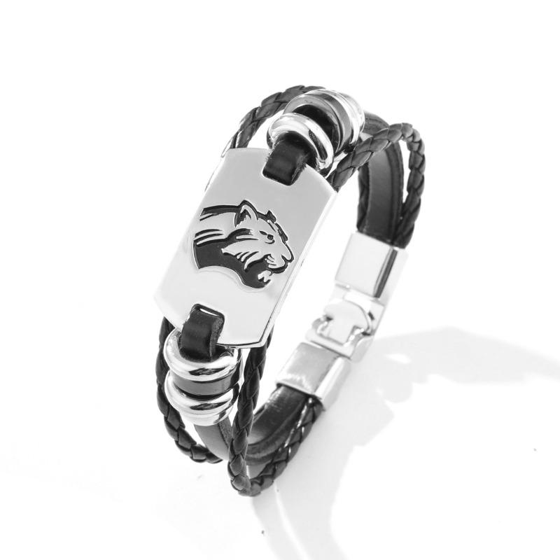Meier Bracelet leopard head pu leather braided bracelet alloy animal accessories bracelet чёрный