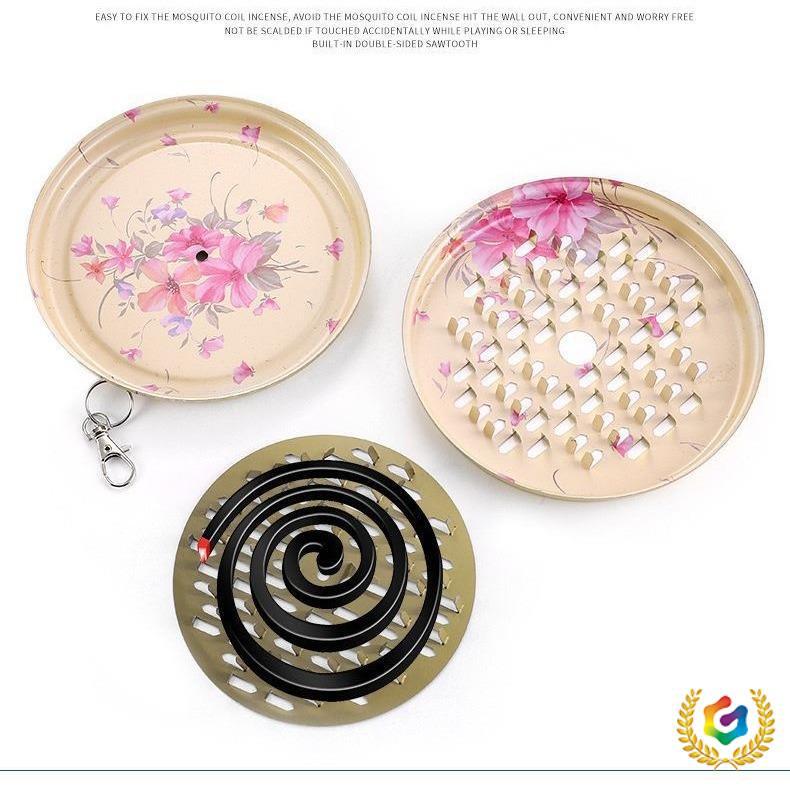 Portable Mosquito Coil Holder: Outdoor Hangable, Windproof, Fireproof, Stainless Steel Stand with Lid and Mesh.