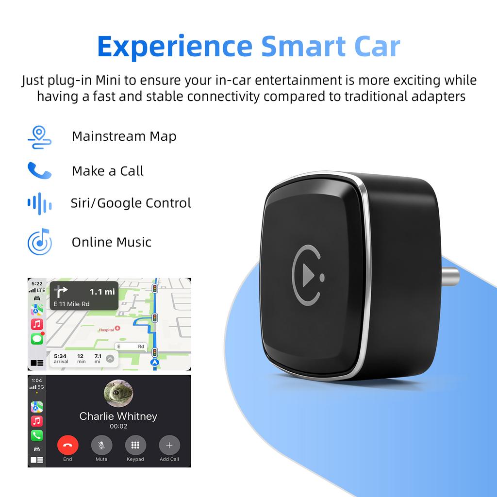 EzoneTronics Wireless CarPlay Android Auto Adapter for Factory Type-c Wired Car, Wireless CarPlay & Android Auto 2 In 1