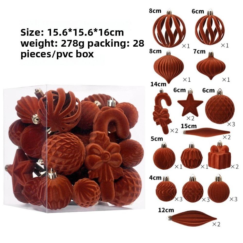 28pcs Special-shaped Xmas Tree Charm Flocked Christmas Supplies  Party Decoration