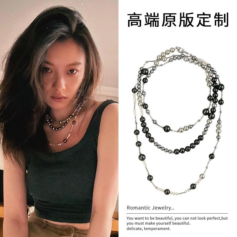 French Long Pearl Necklace Fashionable Retro Light Luxury Collarbone Chain Personalized High Sense Versatile New Item Jewelry
