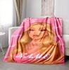 Custom Name Pink Barbie Flannel Blanket Throw Blanket Soft Warm Sofa Bed Home Decor Unique Gift