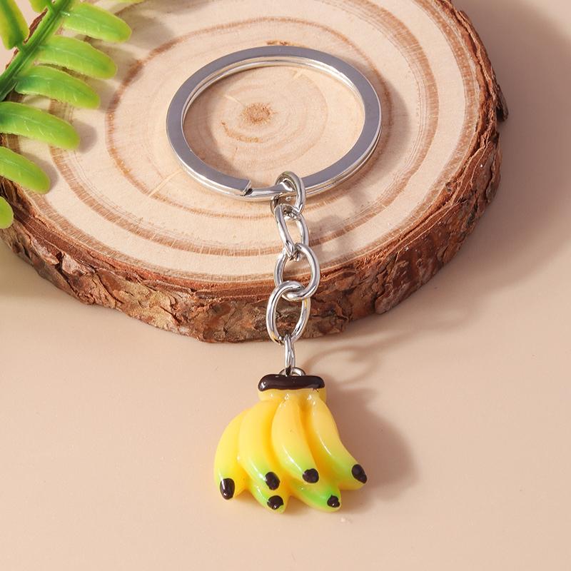 Cute Cartoon 3D Food Keychains Banana Strawberry Keyring for Car Keyholder Handbag Pendant Charms DIY Kid's Gift Accessories