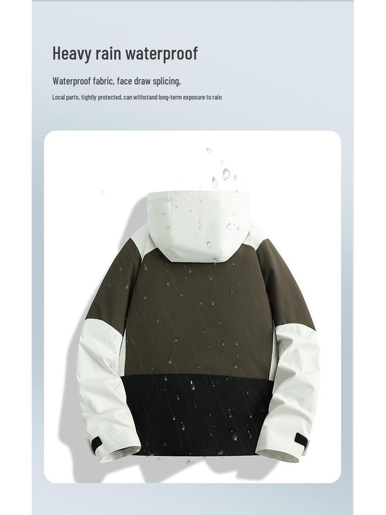 New Women's Windproof Waterproof Hooded Jacket for Mountaineering - Breathable, Wear-Resistant, and Loose-Fit 