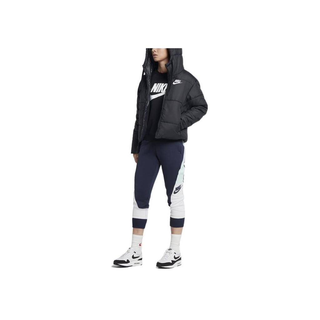 Nike Logo Reversible Casual Sports Hooded Cotton Jacket Women Jacket Black 939361-010