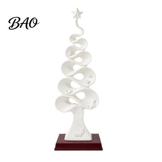 Durable Resin Tabletop Statues Abstract Christmas Tree Figurine, Artistic Spiral Sculpture, Modern Xmas Contemporary Interior Design Accents