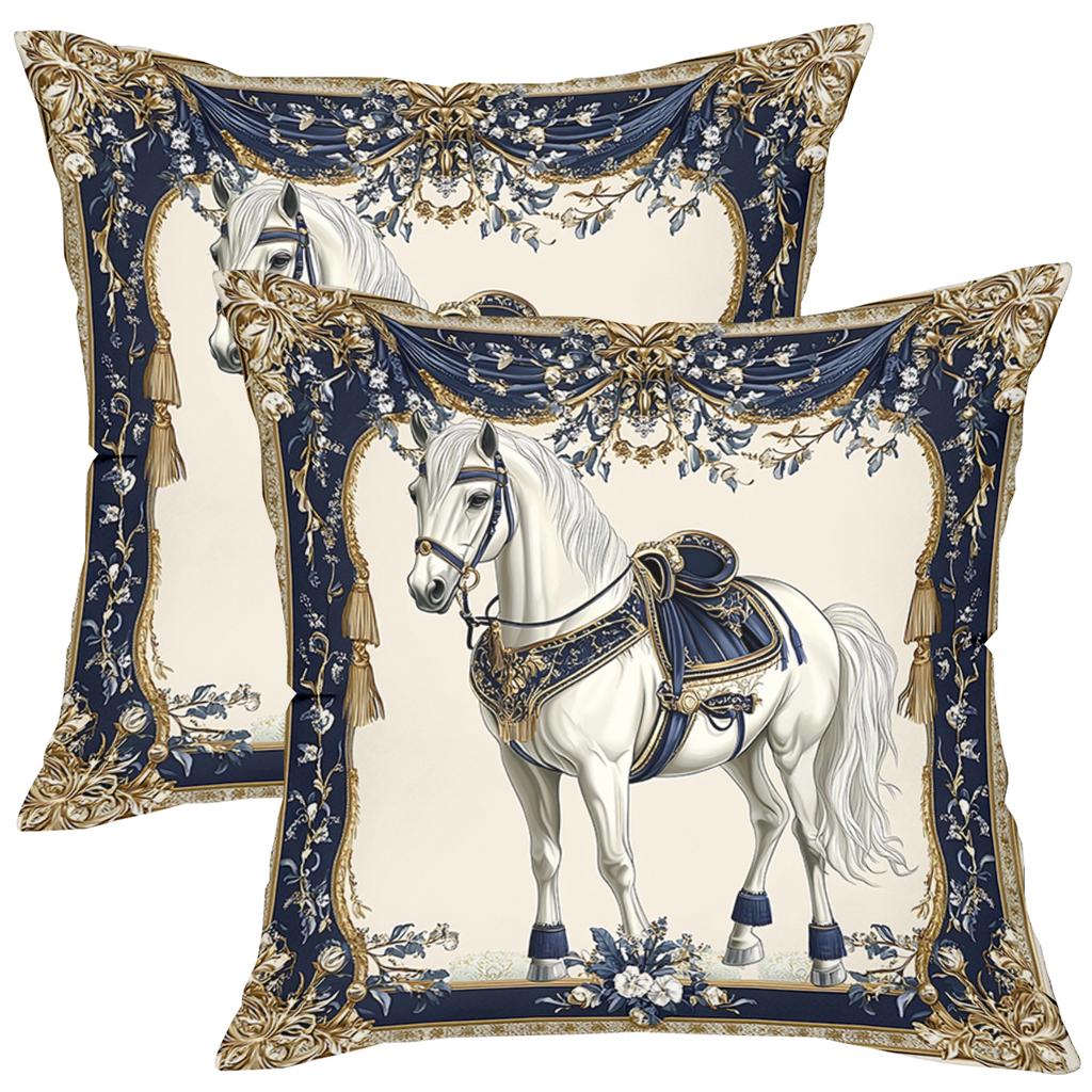 1 Pieces Exquisite Horse Pattern Decorative Throw Pillows Polyester Pillowcase, Sofa Decorative Cushion Cov Headboard Pillow