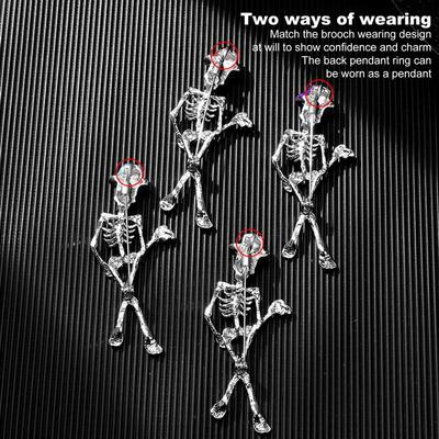 Halloween Brooch Exaggerated Skeleton Ghost Brooch for Halloween Party Polished Alloy Hollow Out Clothes Decoration for Evening