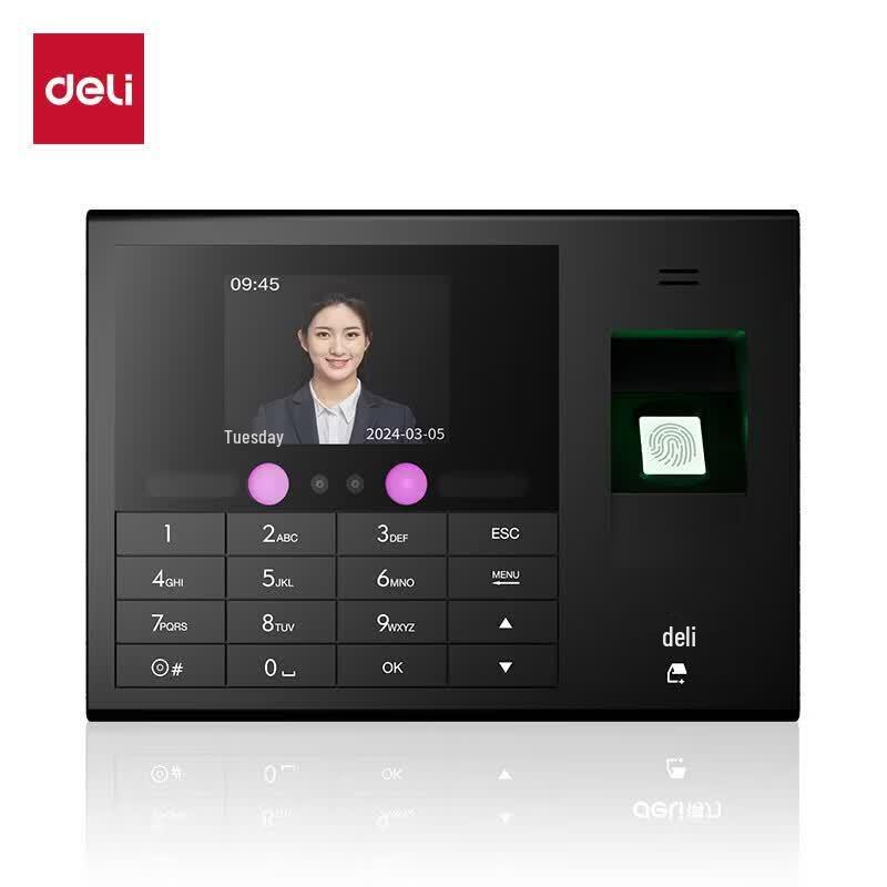 

Deli Facial Recognition Fingerprint Time Clock CN plug (adapter included)