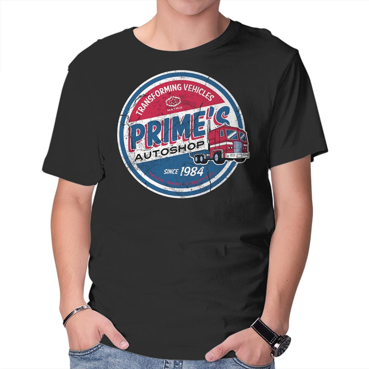 Unisex Crew Neck T-Shirt Prime s Autoshop Graphic Short Sleeve Casual Tee S