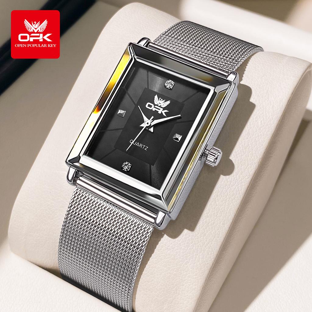 OPK Brand Watch Square Men's Stainless Steel/Mesh Belt Watch Business Quartz Waterproof Men's Watch