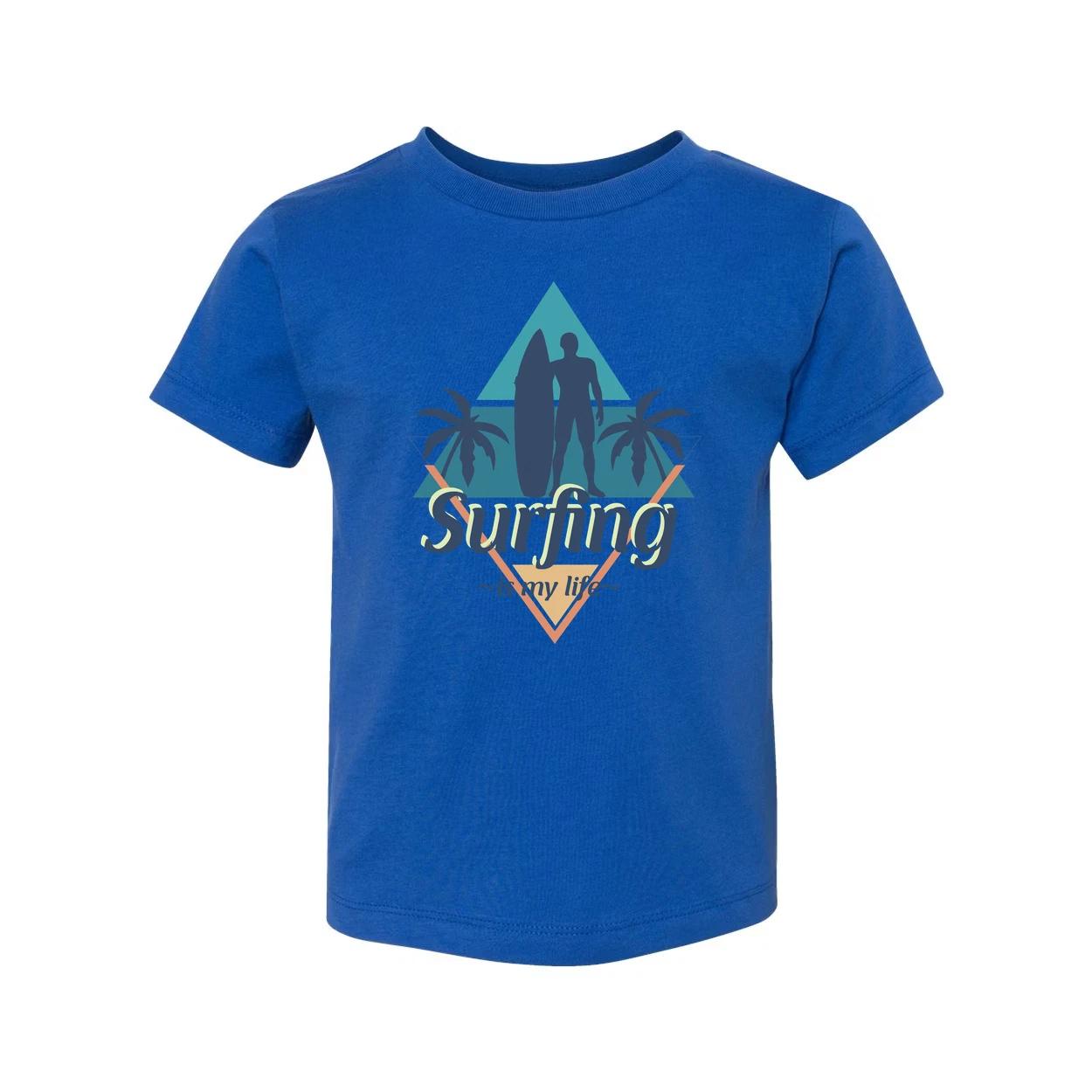 Surfing Graphic Unisex Tee For Men And Women With Surfboard Silhouettes And Palm 2XL
