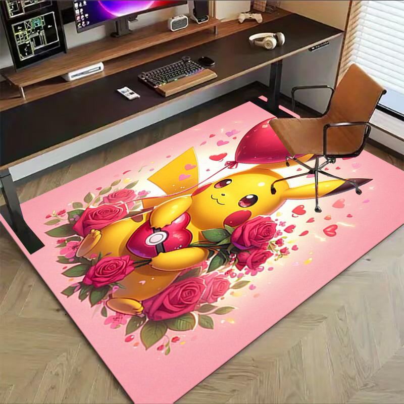 Pikachu'S Valentine Romance Carpet For Playroom Bedroom Living Room Sofa Home Decorkids Game Area Rug Nonslip Floor Mat