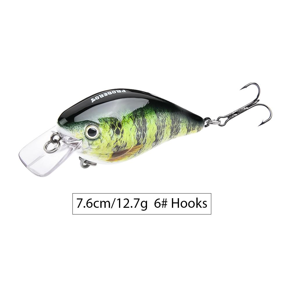 6 Colors 7.6cm 12.7g Available Artificial Bait Crank Hard Plastic Fishing Lures
