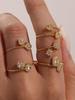 Mili Rhinestone Heart 5A Zircon Geometric Ring – 18K Gold-Plated Adjustable Stainless Steel Band Jewelry Set for Girls.