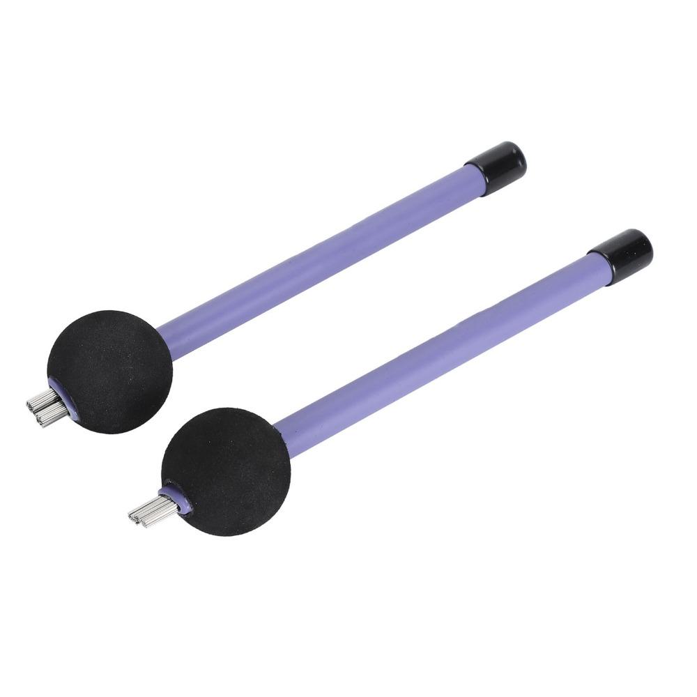 2PCS Rubber+Metal Drum Brushes Purple Color Drumstick Brushes For Percussion Instruments