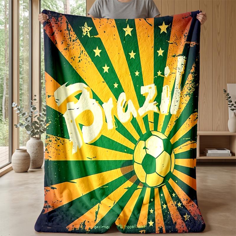 Brazil national football team Theme blanket Soft Flannel Blanket Plush Throw Blanket Cozy Sofa Bed Blanket for Home Decor