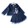 Girls' Rabbit Police Officer Outfit: Stylish Spring/Autumn Coat & Pleated Skirt Set for Baby Girls - Two-Piece (AQB063)