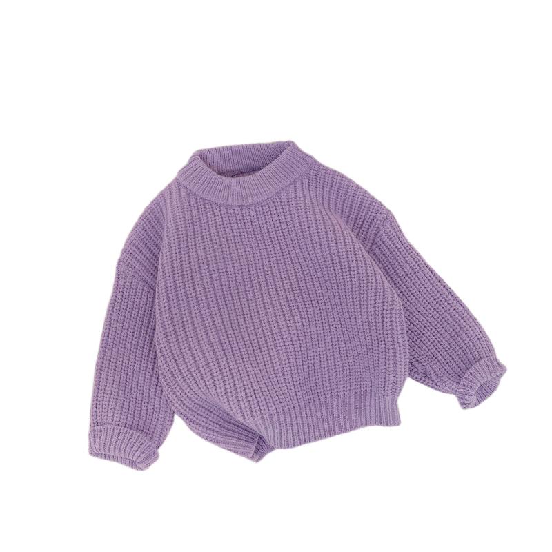 Baby Clothing Spring and Autumn Outfits Korean Style Infant Sweater Solid Color Versatile Long Sleeve Knitted Top for Girls, Outdoor Knitwear.