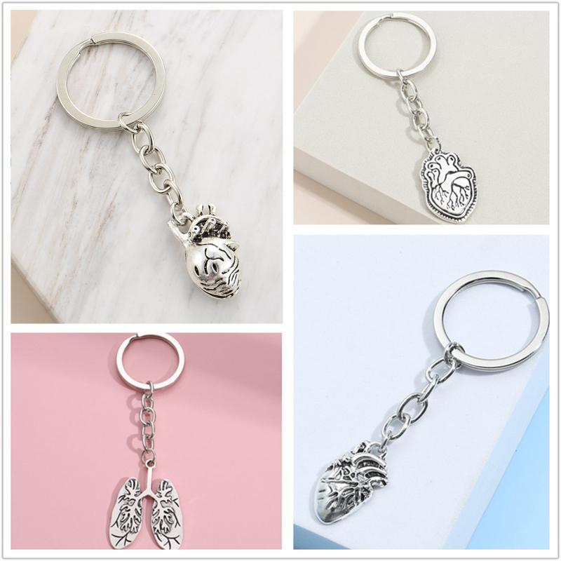 Vintage 3D Brain Keychain Anatomical Organs Body Parts Keyring Pendant For Doctor Graduation Gift Jewelry Handcrafts