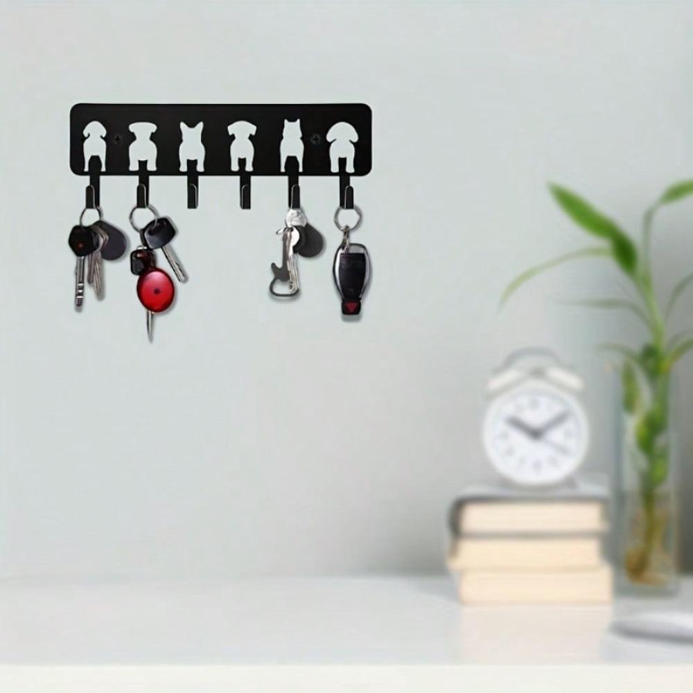 Multifunctional Metal Dog Key Hanger Wall Hook for Garage Entryway Kitchen Bathroom