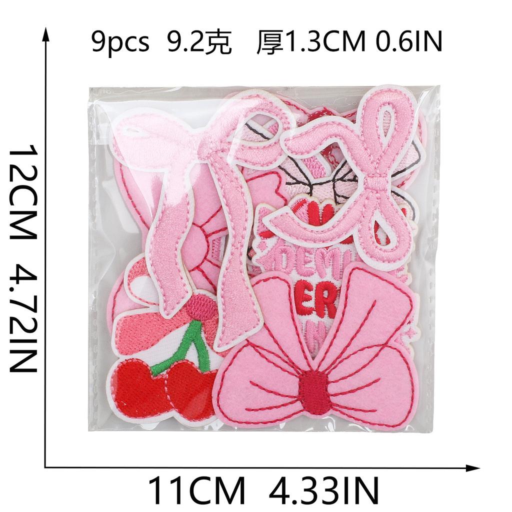 Headgear Dress Up Bow Embroidery Cloth Sticker Clothes Bag Patch Sticker Cherry Bow Computer Embroidery Label Ironing