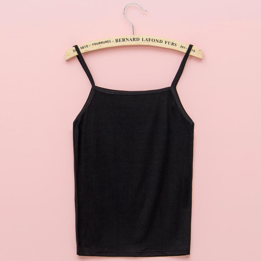 Women Summer Slim Camisole Vest Suspenders U-Neck Inside Loose Bottoming Shirt Short Inner Solid Color