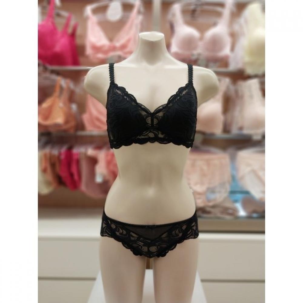 Barbara Black No Wire Bralette Lace Panty Set Br4804 Bp4804n L/100